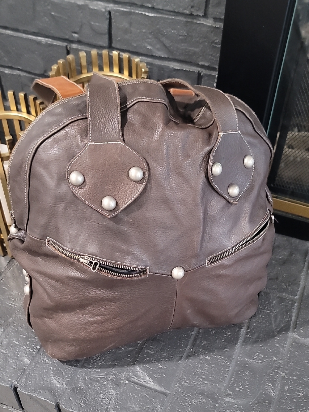 Vintage Brown Leather Carryall Bag